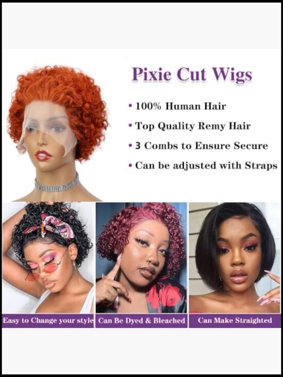 Short Curly Pixie Cut Wig Human Hair Chic Modern Style Voluminous Texture main image 6